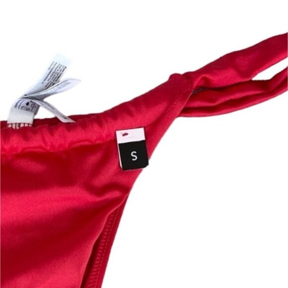 Etam Red High-Cut Bikini Swim Bottoms sz S Adjustable for Custom Coverage - Picture 4 of 8